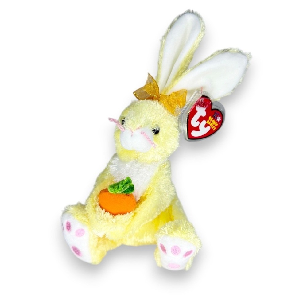 Nibblies the Rabbit | Yellow Carrot Cutie | Mint Heart Tag TY Beanie Baby